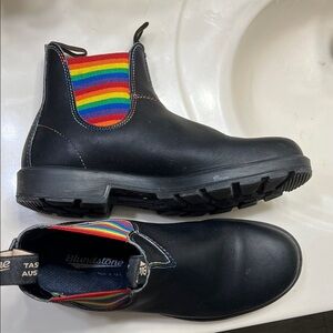 Blundstone Black Boots with Rainbow Stripes
